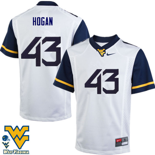 NCAA Men's Luke Hogan West Virginia Mountaineers White #43 Nike Stitched Football College Authentic Jersey AJ23N38JW